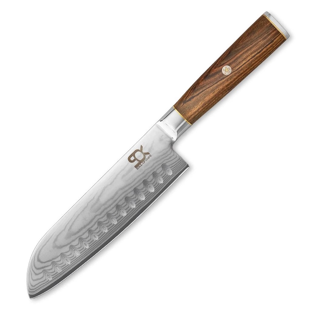 foto N�� kuchy�sk� Santoku 185 mm SOK Cocobolo White Damascus
